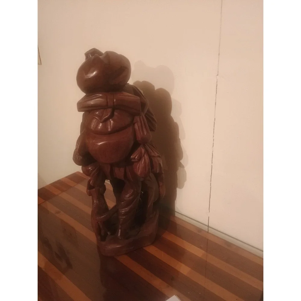 Large Vintage Hand Carved Wooden Traveler Man With Dog Indoor/Outdoor Statue 16